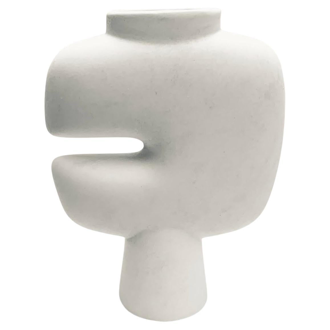 White Medium Size F Shaped Danish Design Vase, China, Contemporary For Sale