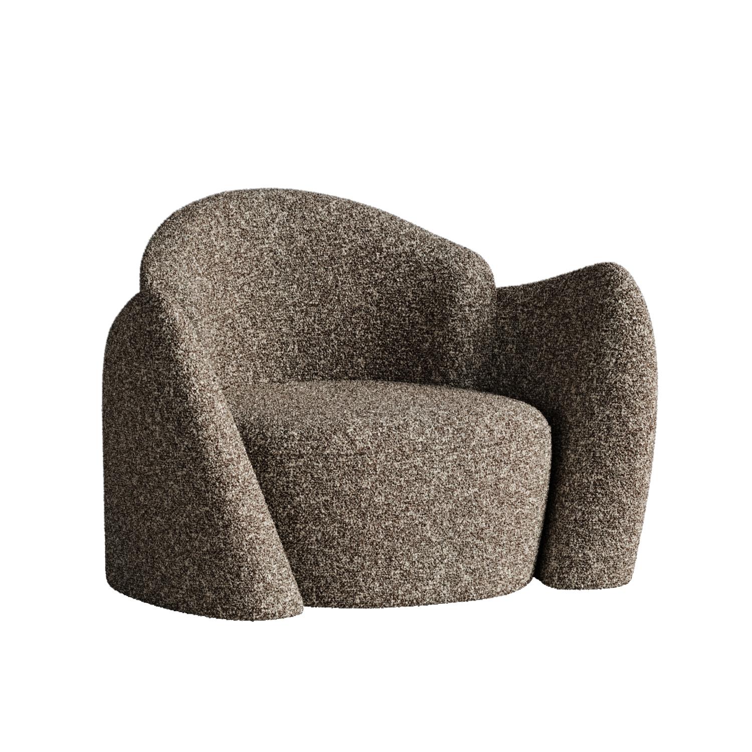Chaise à mémoire blanche par Plyus Design
Dimensions : D 90 x L 110 x H 80 cm
Matériaux :  Bois, mousse HR, ouate de polyester, tissu d'ameublement

Chaise 
