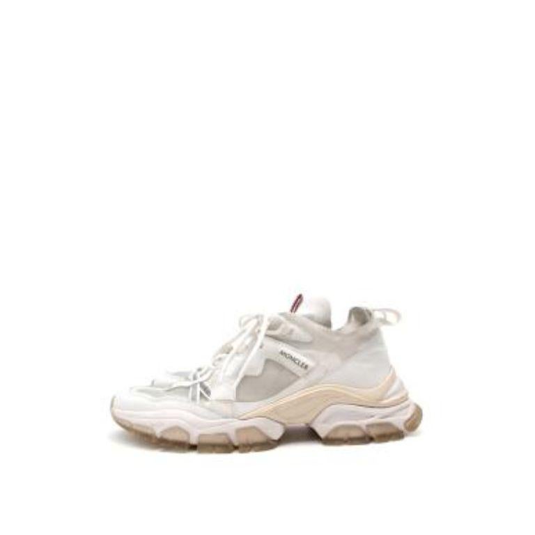 White Mesh & Leather Leave No Trace Mid Sneakers For Sale 5