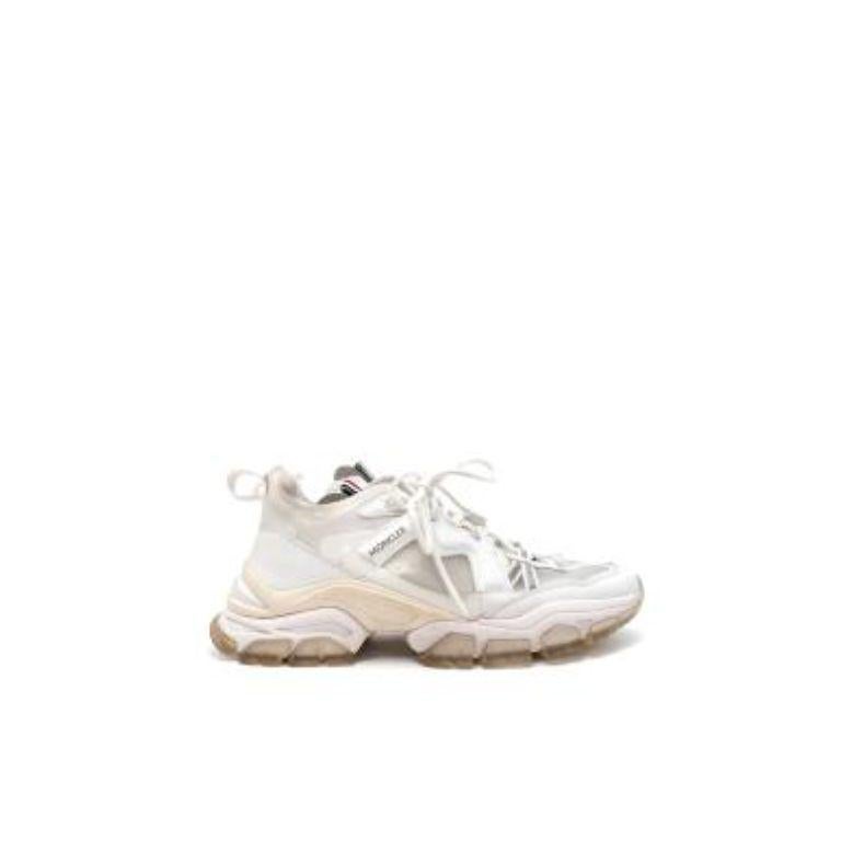 Gray White Mesh & Leather Leave No Trace Mid Sneakers For Sale