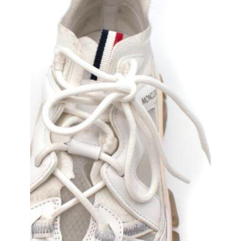 White Mesh & Leather Leave No Trace Mid Sneakers For Sale 2