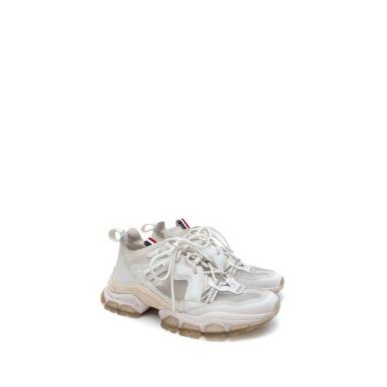 White Mesh & Leather Leave No Trace Mid Sneakers For Sale 3