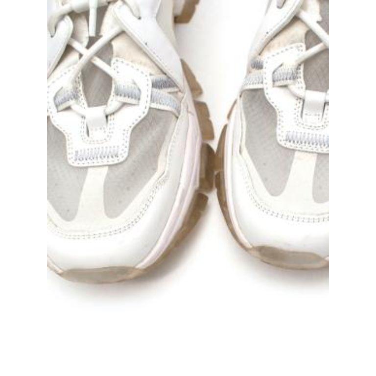 White Mesh & Leather Leave No Trace Mid Sneakers For Sale 4