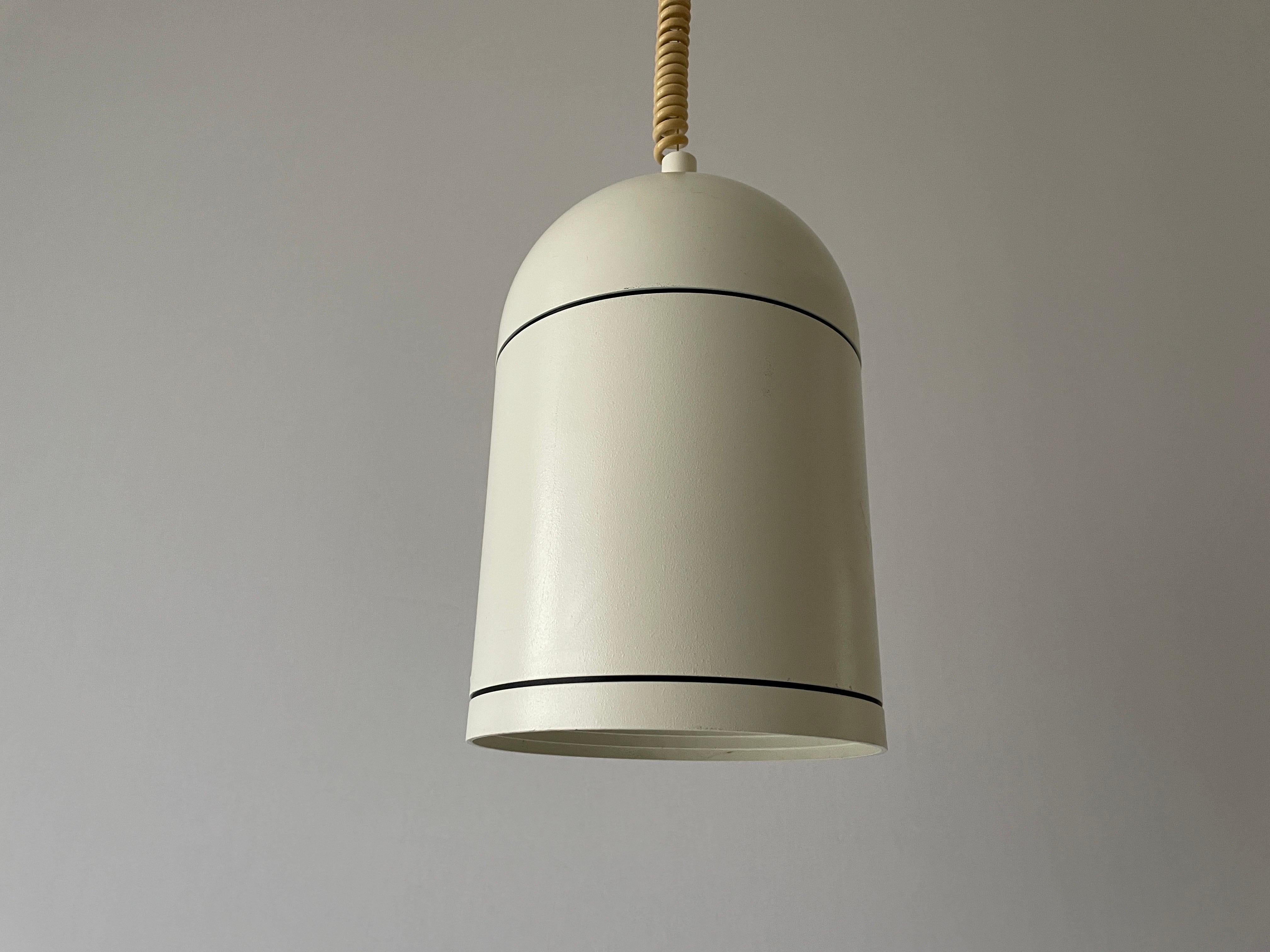 Mid-Century Modern White Metal Adjustable Pendant Lamp by BEGA, 1960s, Germany For Sale