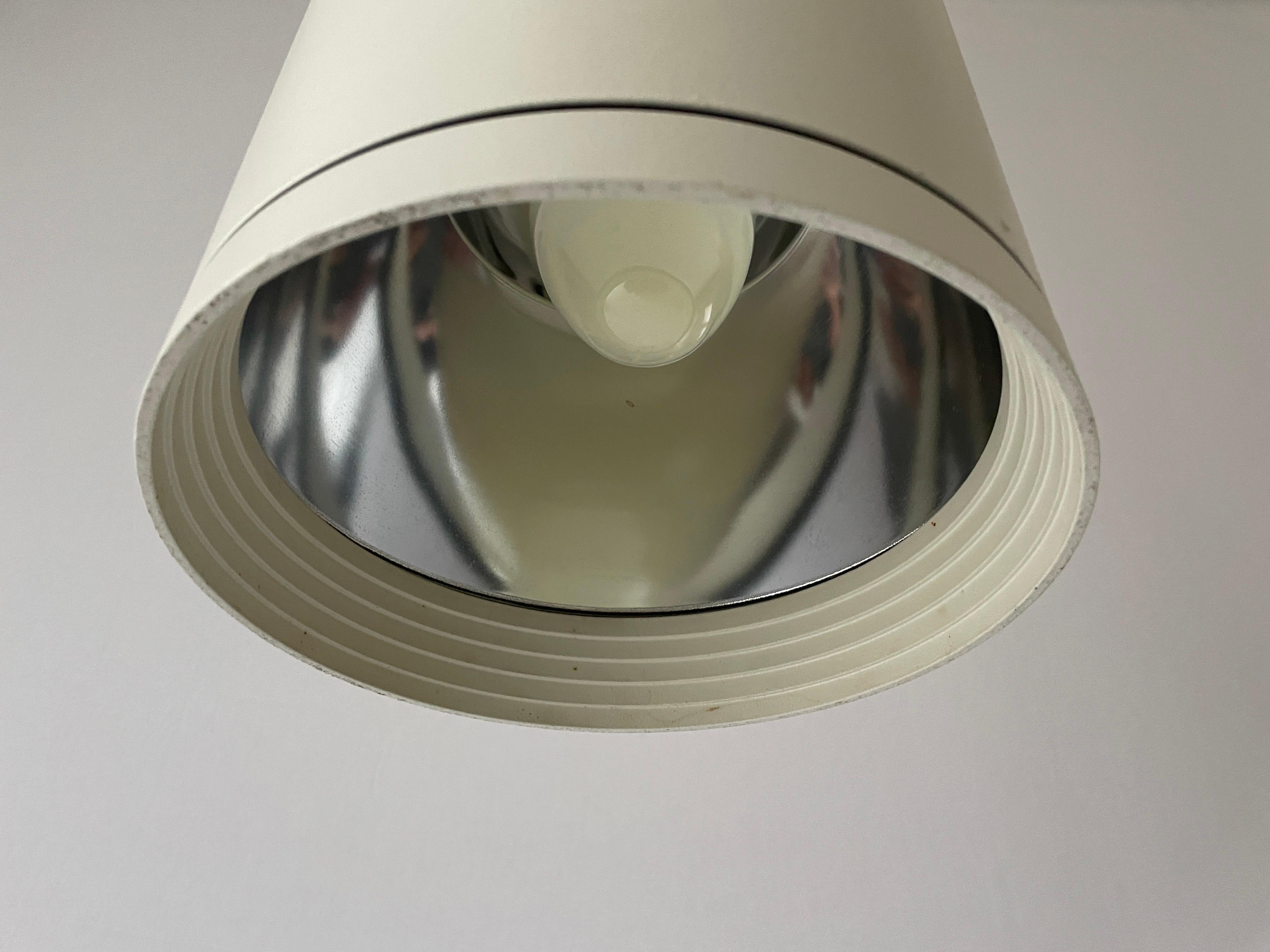 Mid-20th Century White Metal Adjustable Pendant Lamp by BEGA, 1960s, Germany For Sale