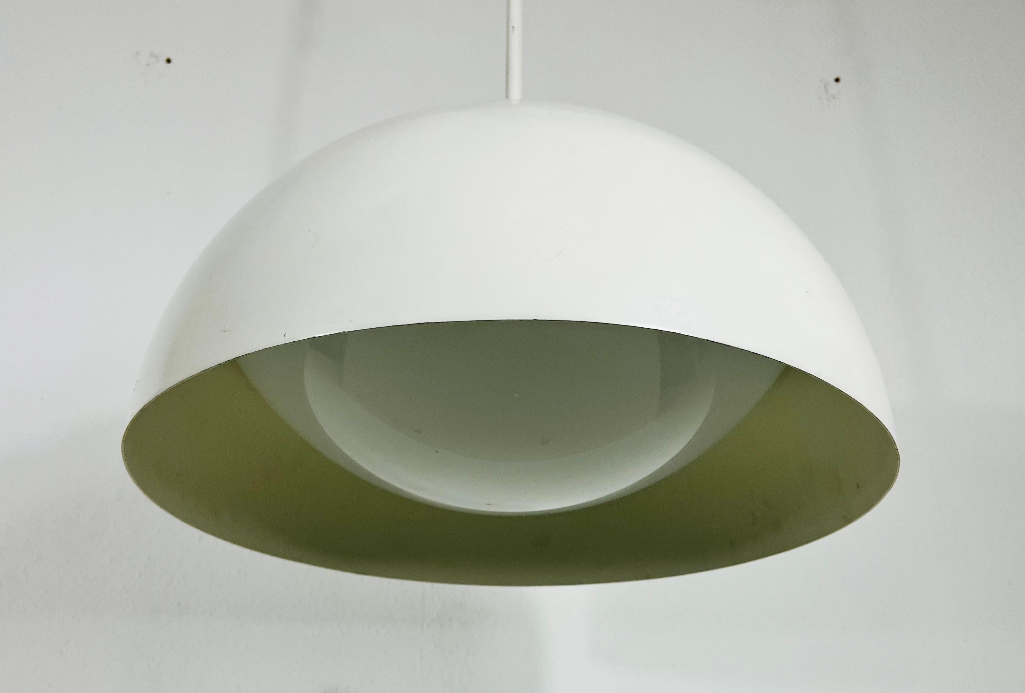 Swiss White Metal and Glass Pendant Lamp in the Style Temde, 1970s For Sale