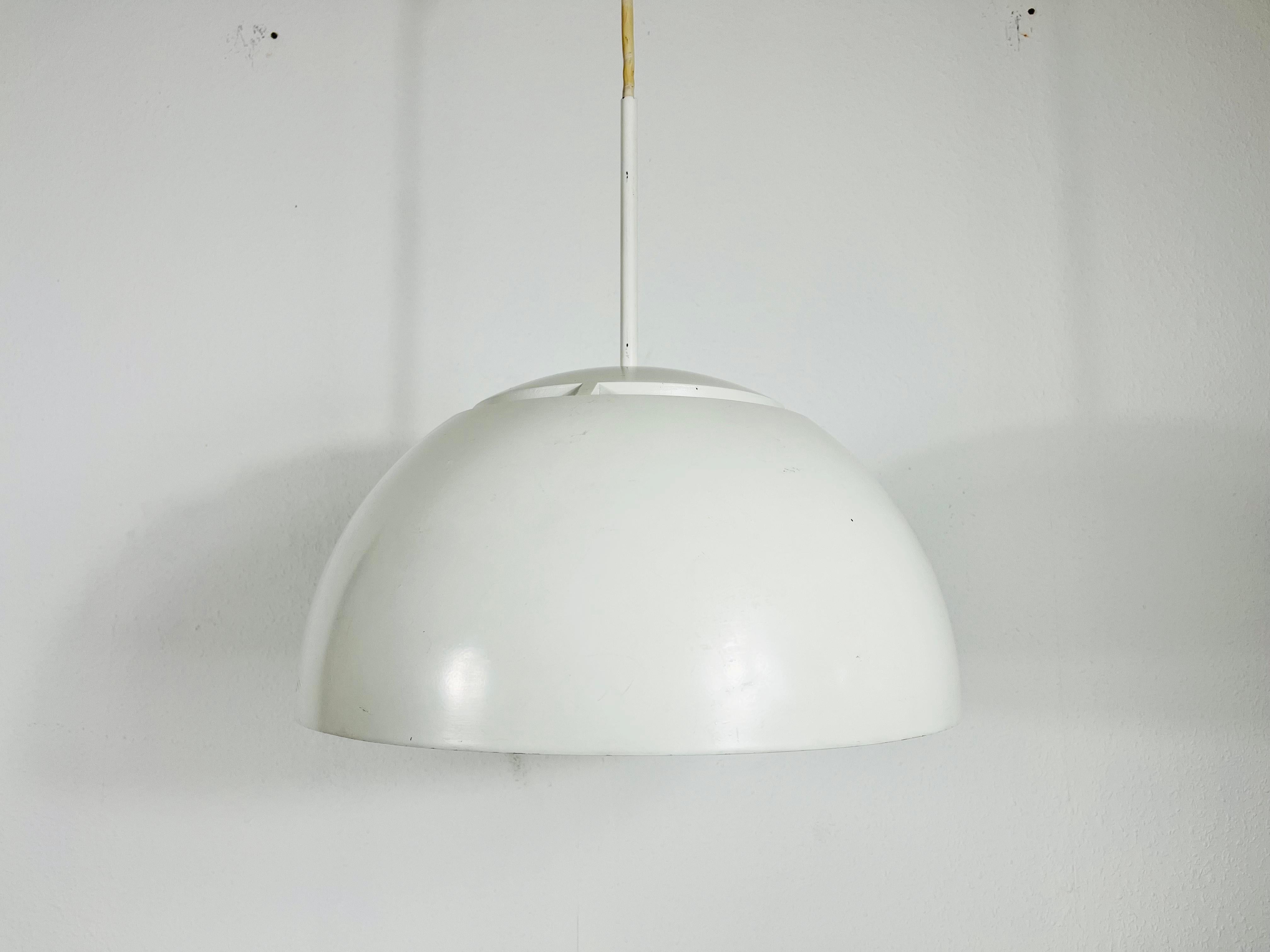 Late 20th Century White Metal and Glass Pendant Lamp in the Style Temde, 1970s For Sale