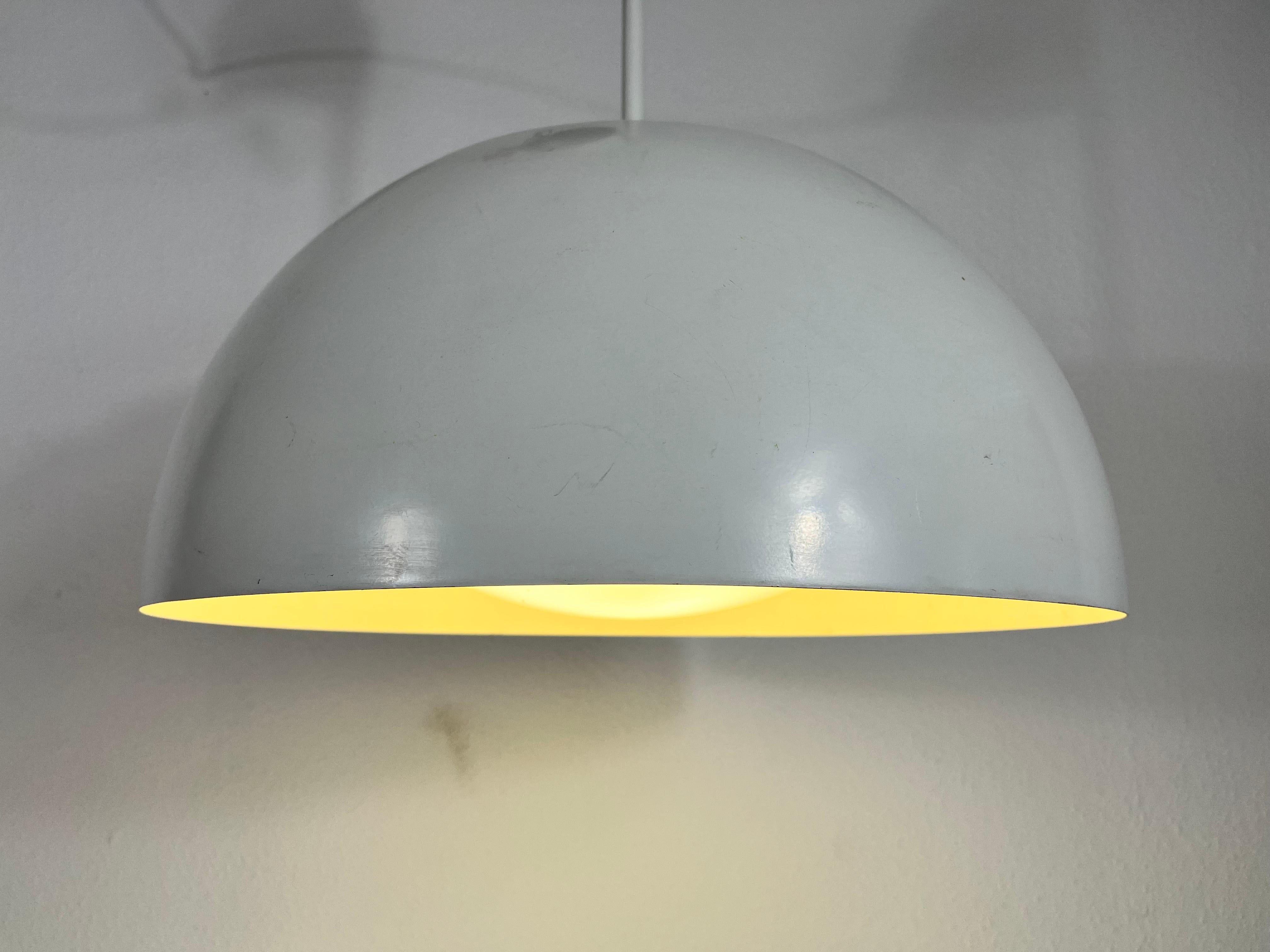 White Metal and Glass Pendant Lamp in the Style Temde, 1970s For Sale 2