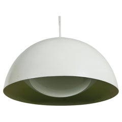 White Metal and Glass Pendant Lamp in the Style Temde, 1970s