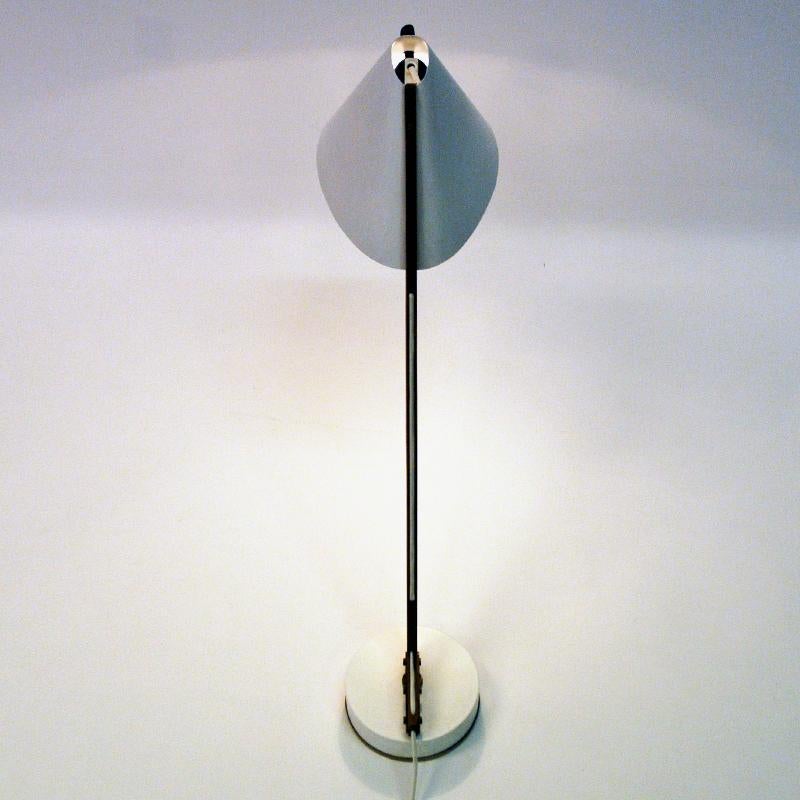 Scandinavian Modern White Metal and Teak Table Lamp mod B54 by Hans Agne Jakobsson, 1950s, Sweden