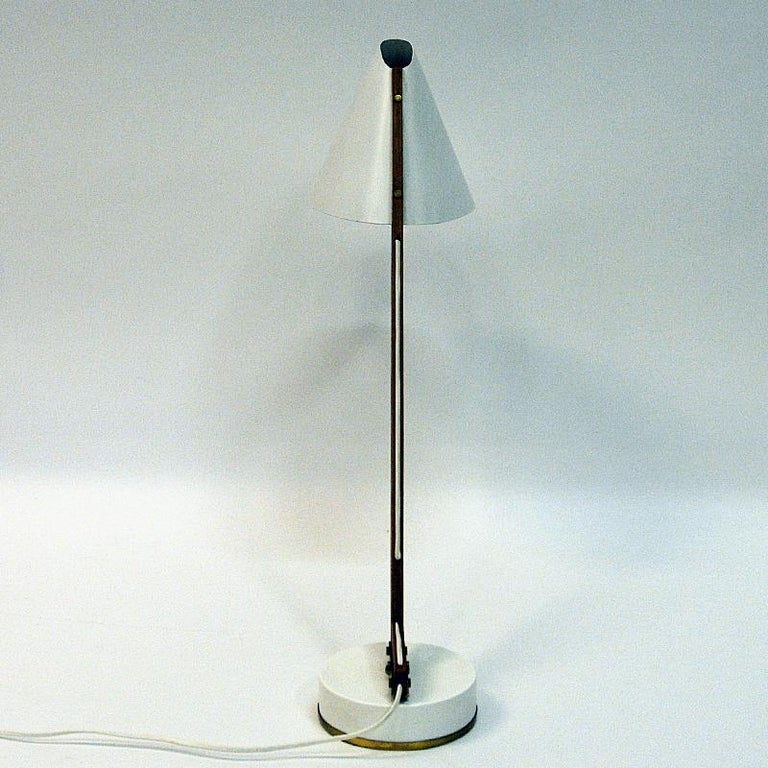 Brass White Metal and Teak Table Lamp mod B54 by Hans Agne Jakobsson, 1950s, Sweden For Sale
