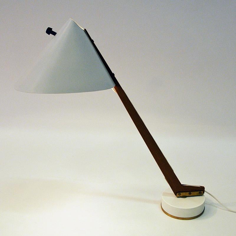 White Metal and Teak Table Lamp mod B54 by Hans Agne Jakobsson, 1950s, Sweden 1