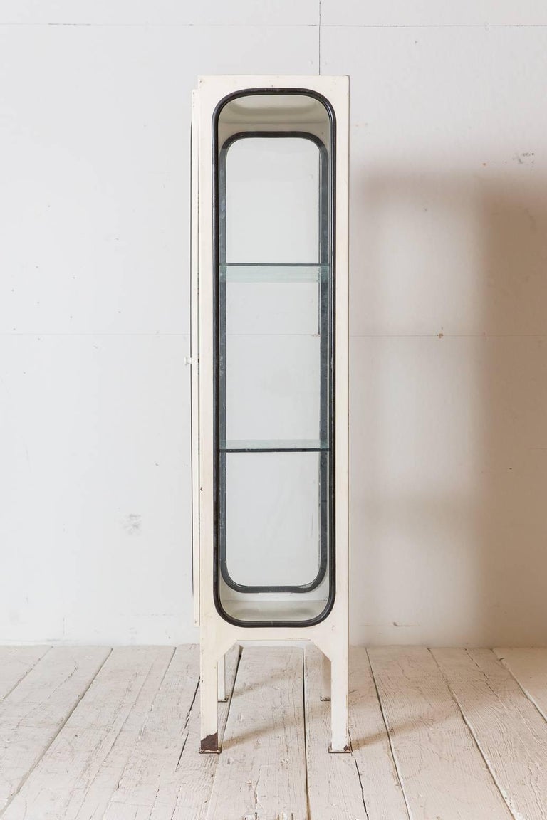 White Metal Apothecary with Glass Shelves at 1stDibs