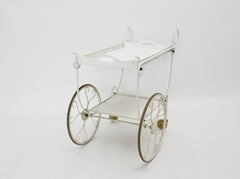 Mid Century Modern Vintage White Metal Bar Cart, 1950s, Germany
