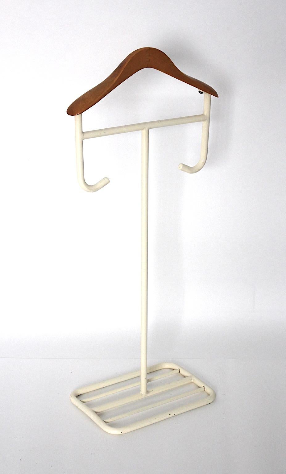 Lacquered White Metal Beech Bauhaus Valet Coat Rack circa 1930 Germany For Sale