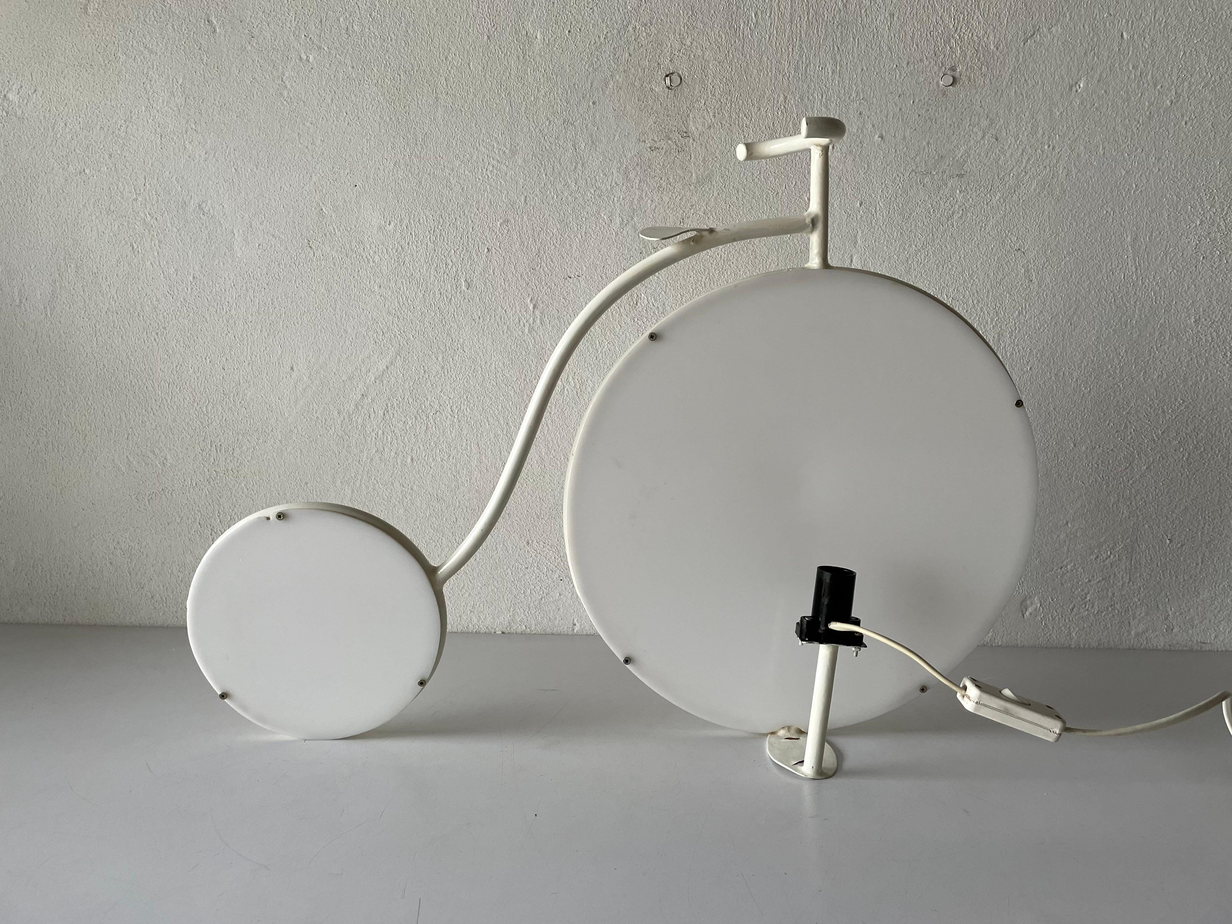 Italian White Metal Bicycle Table Lamp by Zicoli, 1970s, Italy For Sale