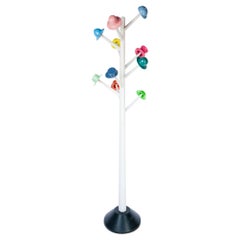 White Metal Coat Rack with Multi-Colored Hooks by Ugo Nespolo, Italy, 1980s