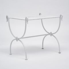 White Metal Curule Stool in the manner of Mategot