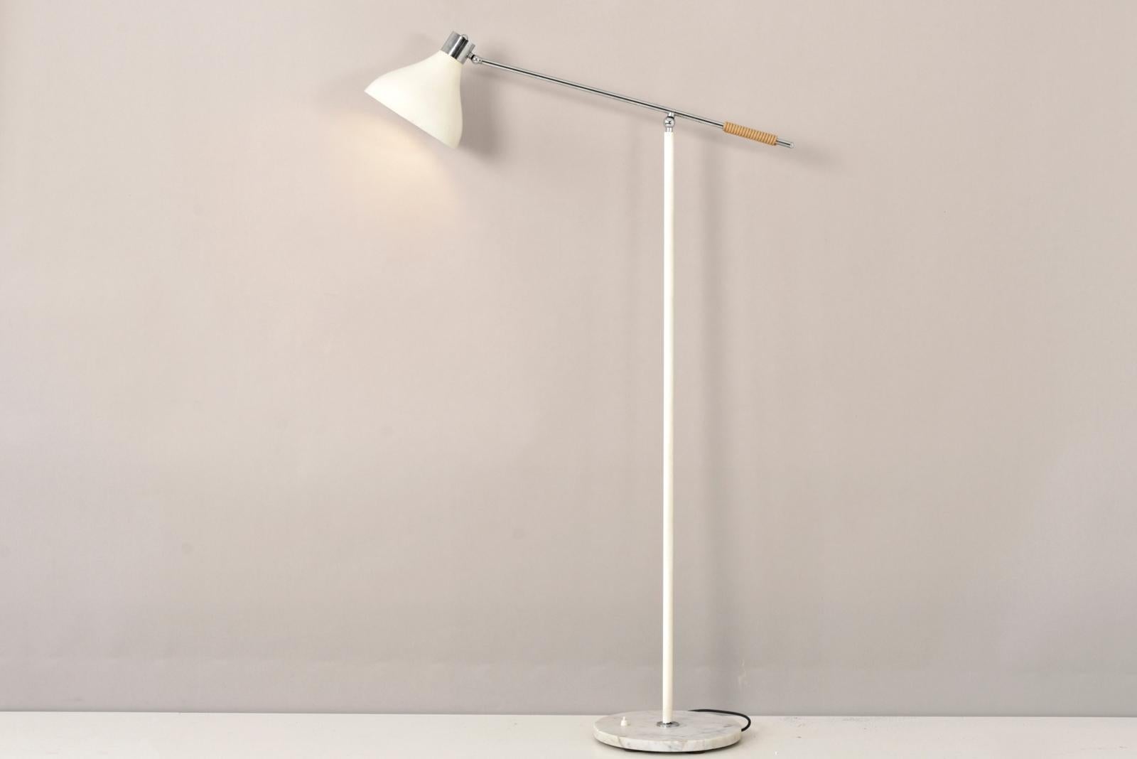 Mid-Century Modern White Metal Floor Lamp by Stilux, Italy - 1960s  For Sale