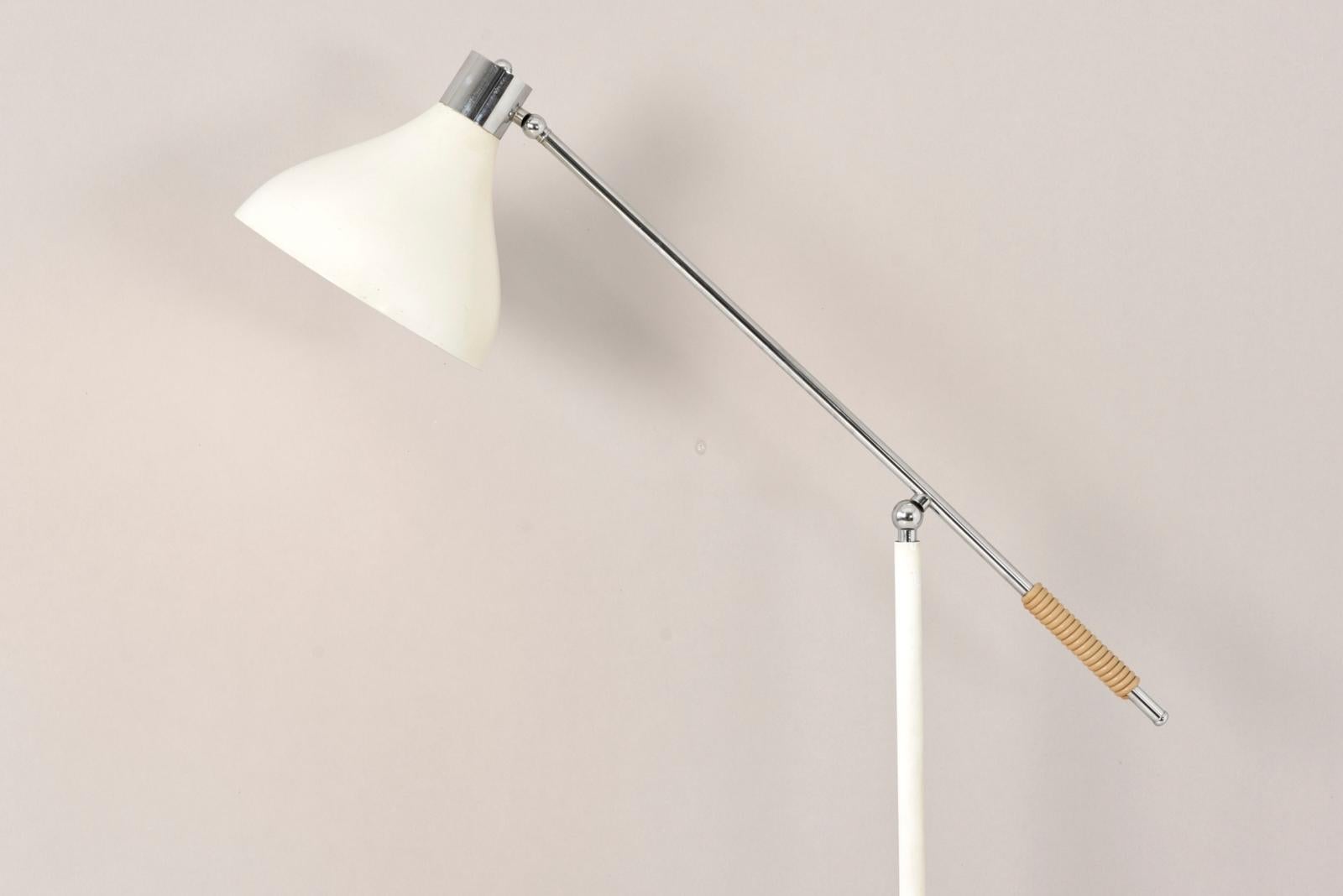 Italian White Metal Floor Lamp by Stilux, Italy - 1960s  For Sale