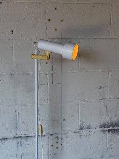 White Metal Floor Lamp with Adjustable Shade Mid-Century Modern 1970s