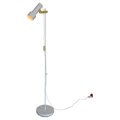 White Metal Floor Lamp with Adjustable Shade Mid-Century Modern 1970s