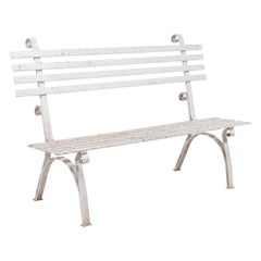 White Metal Garden Bench with Scrolled Details