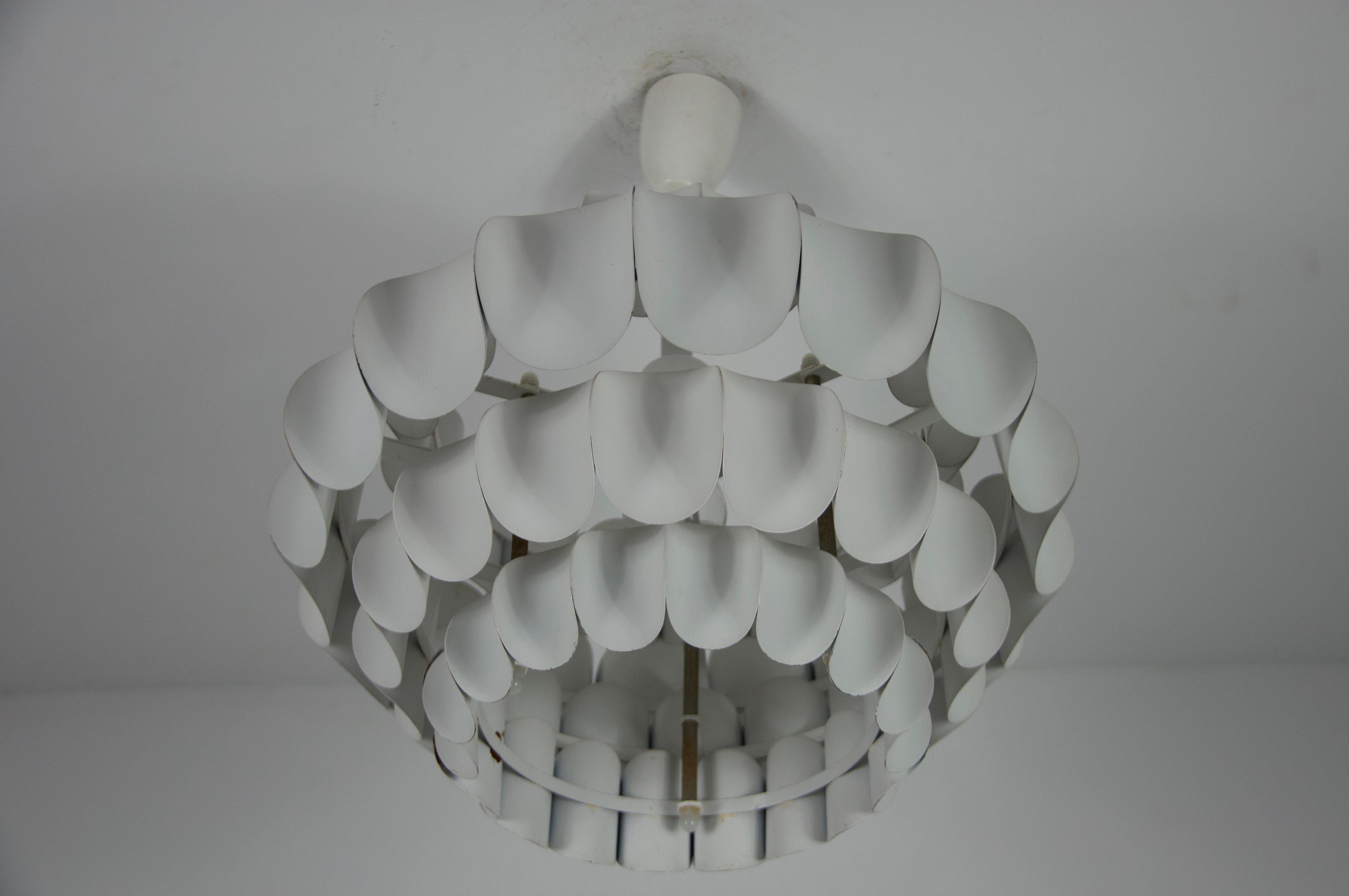 White Metal Hanging Lamp by Thorsten Orrling for Temde, 1960s In Good Condition For Sale In Hagenbach, DE