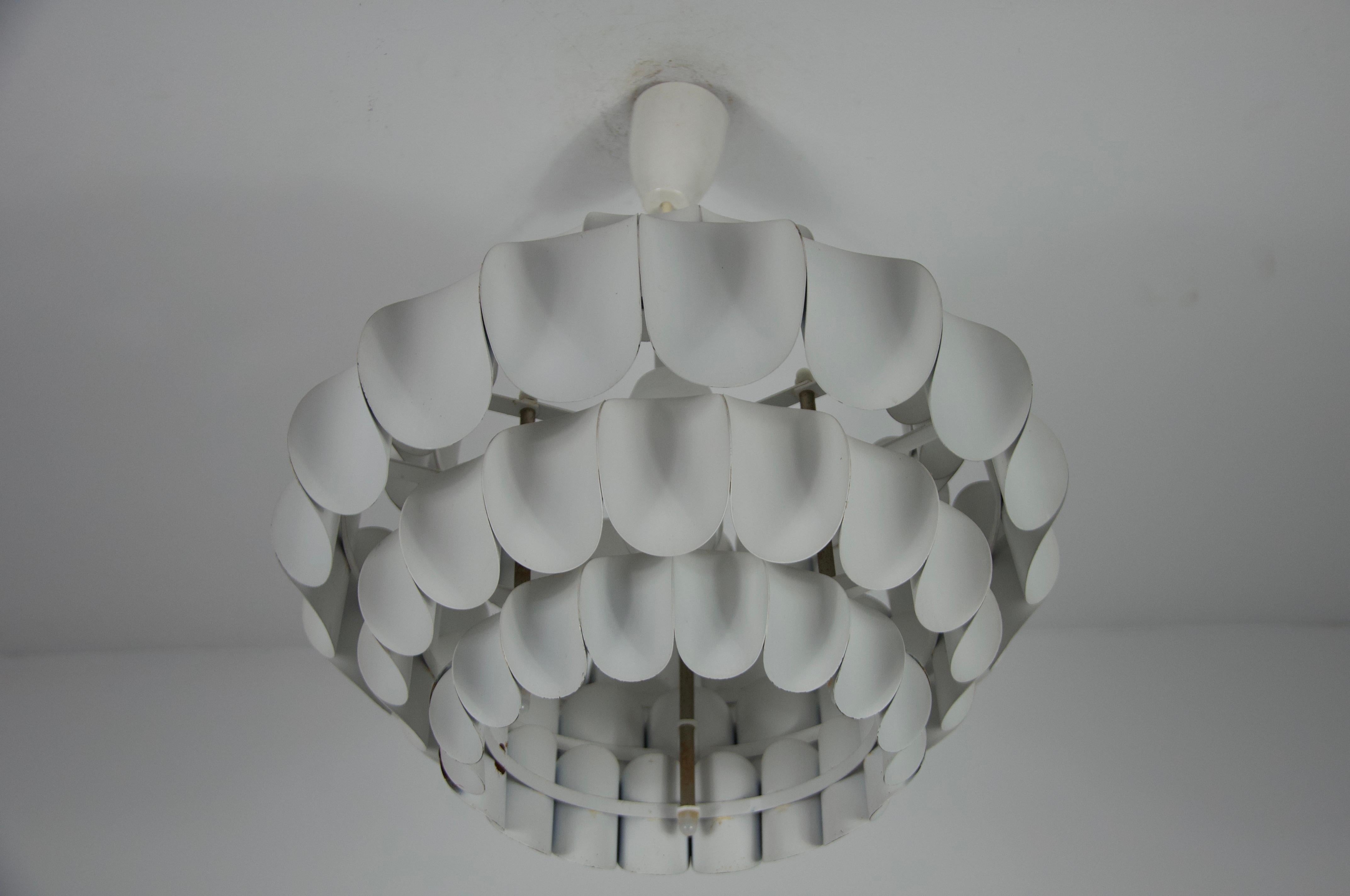 Mid-20th Century White Metal Hanging Lamp by Thorsten Orrling for Temde, 1960s For Sale
