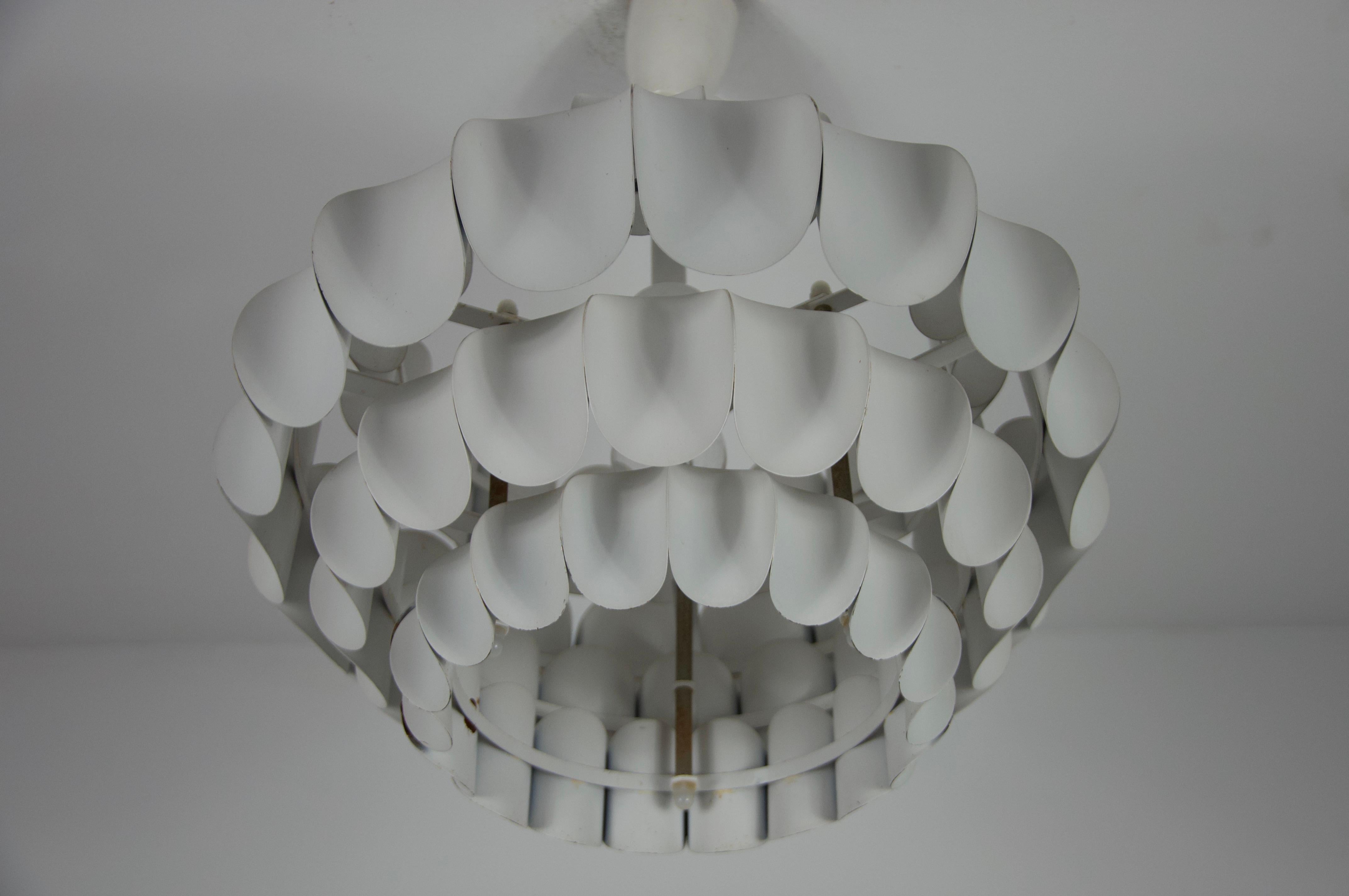 White Metal Hanging Lamp by Thorsten Orrling for Temde, 1960s For Sale 1
