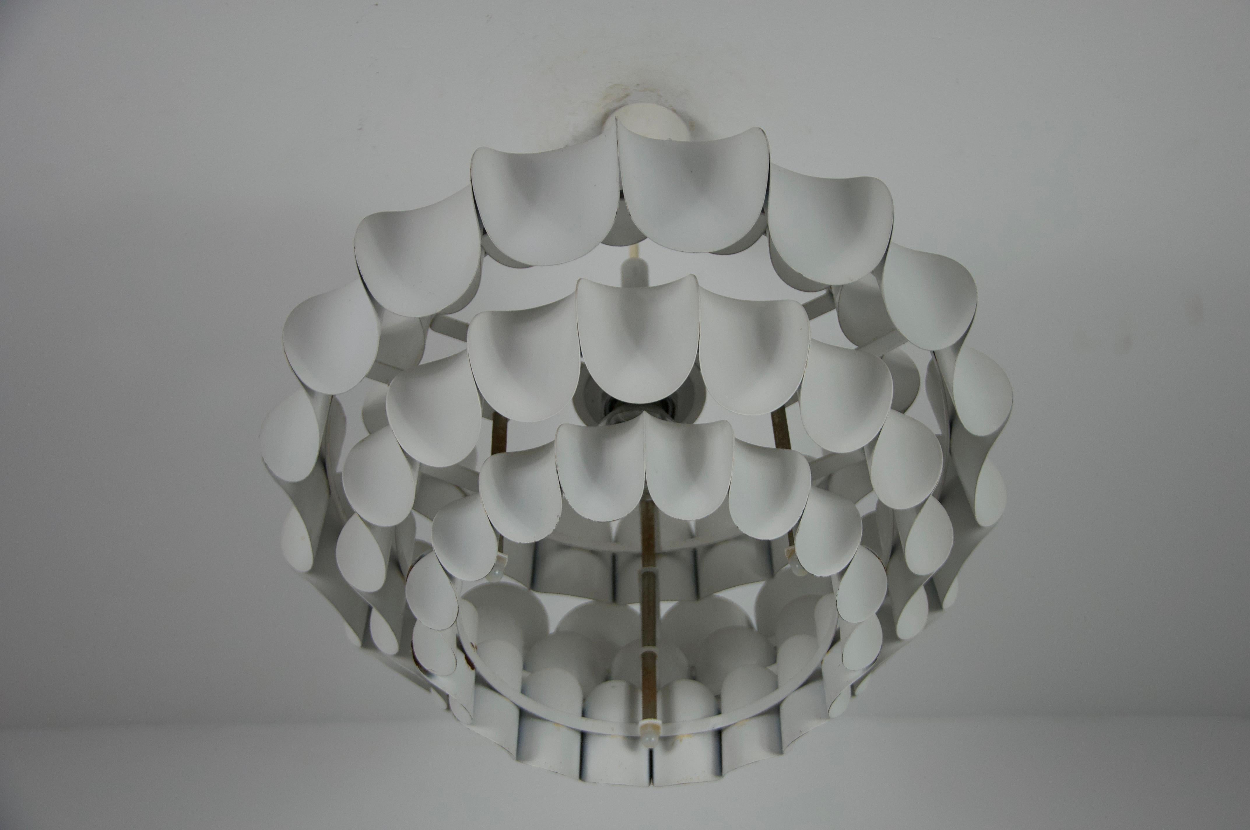 White Metal Hanging Lamp by Thorsten Orrling for Temde, 1960s For Sale 3