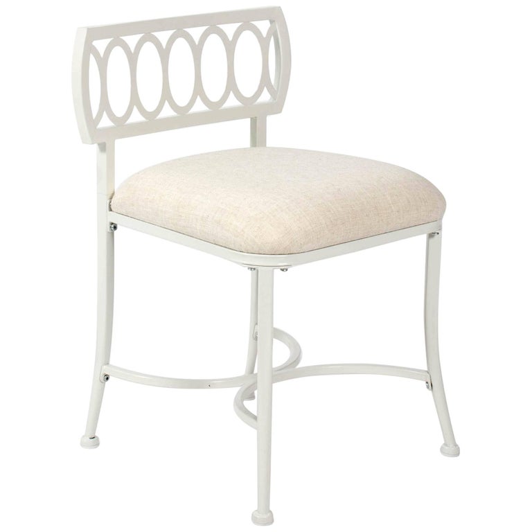 White Metal Loop Back Vanity Chair White Metal Loop Back Vanity Chair
