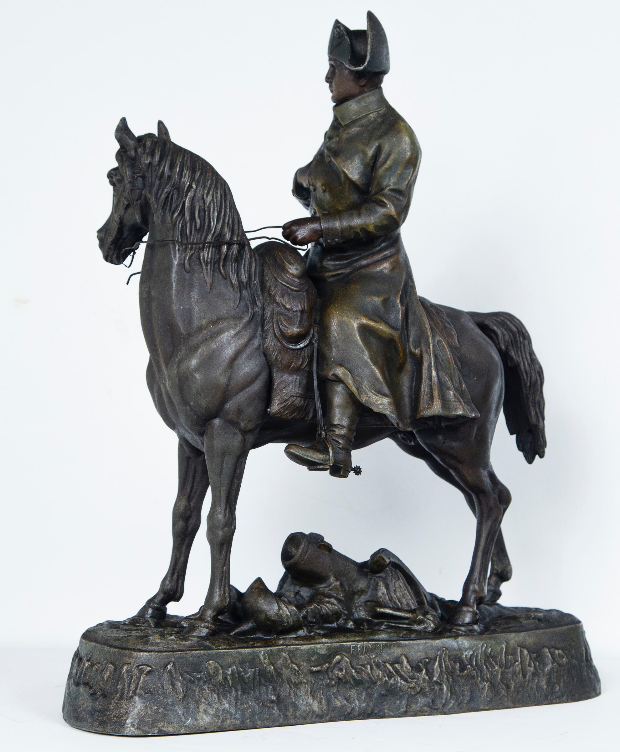 White Metal Napoleon on Horseback In Good Condition In Woodbury, CT