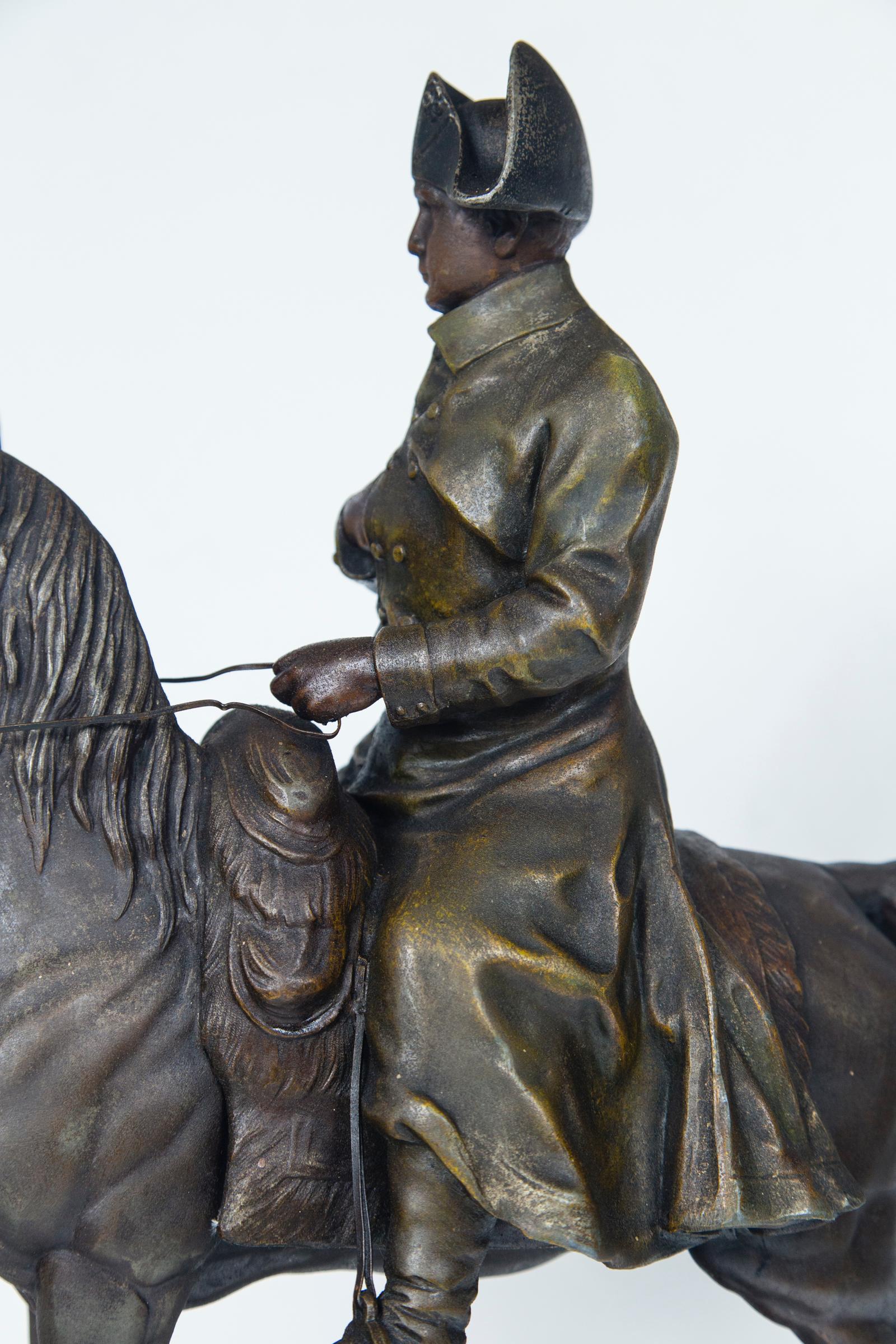 19th Century White Metal Napoleon on Horseback