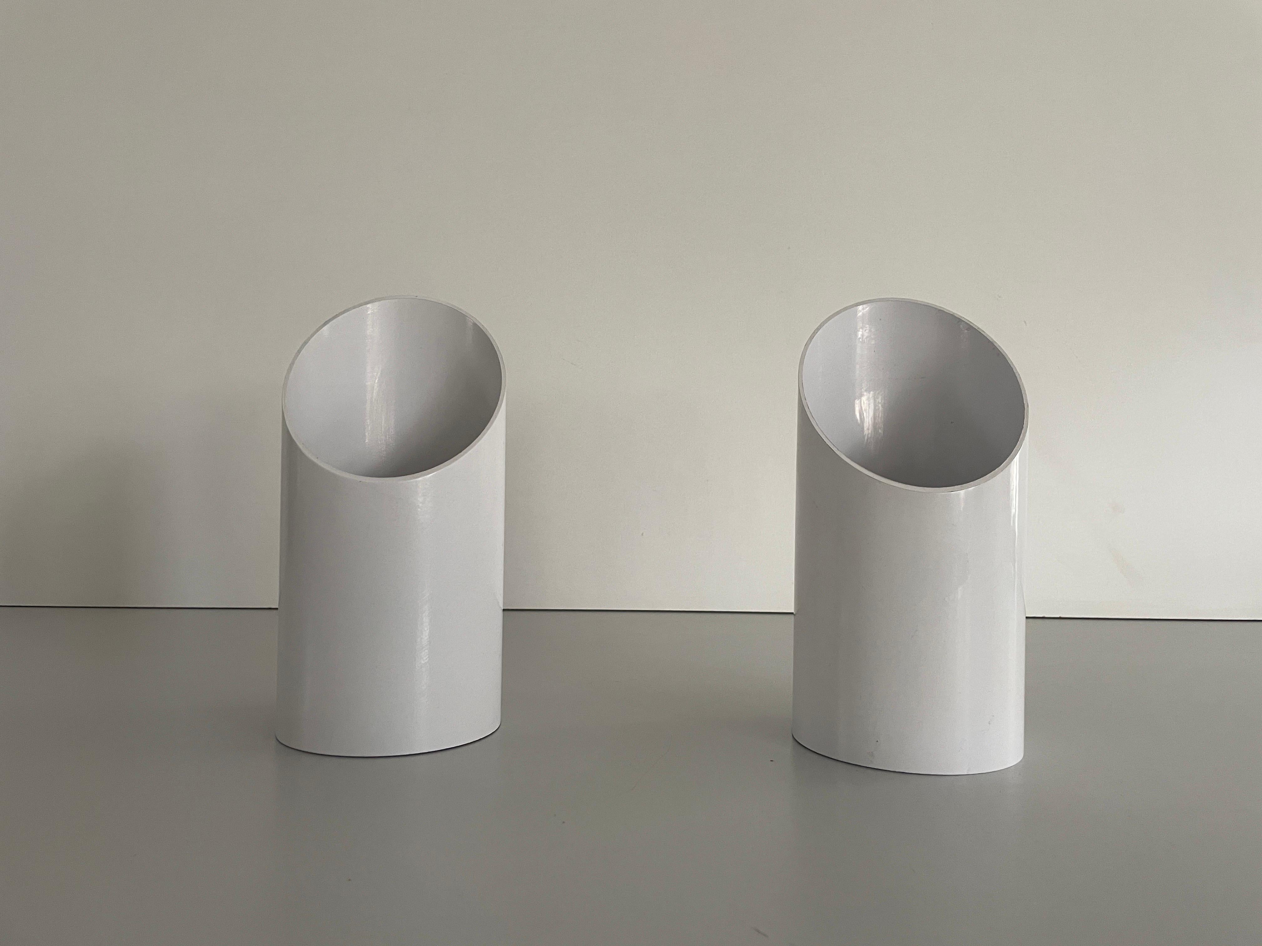 Space Age Coppia di appliques in metallo bianco per Francesconi Fratelli Brescia 1, anni '70, Italia in vendita