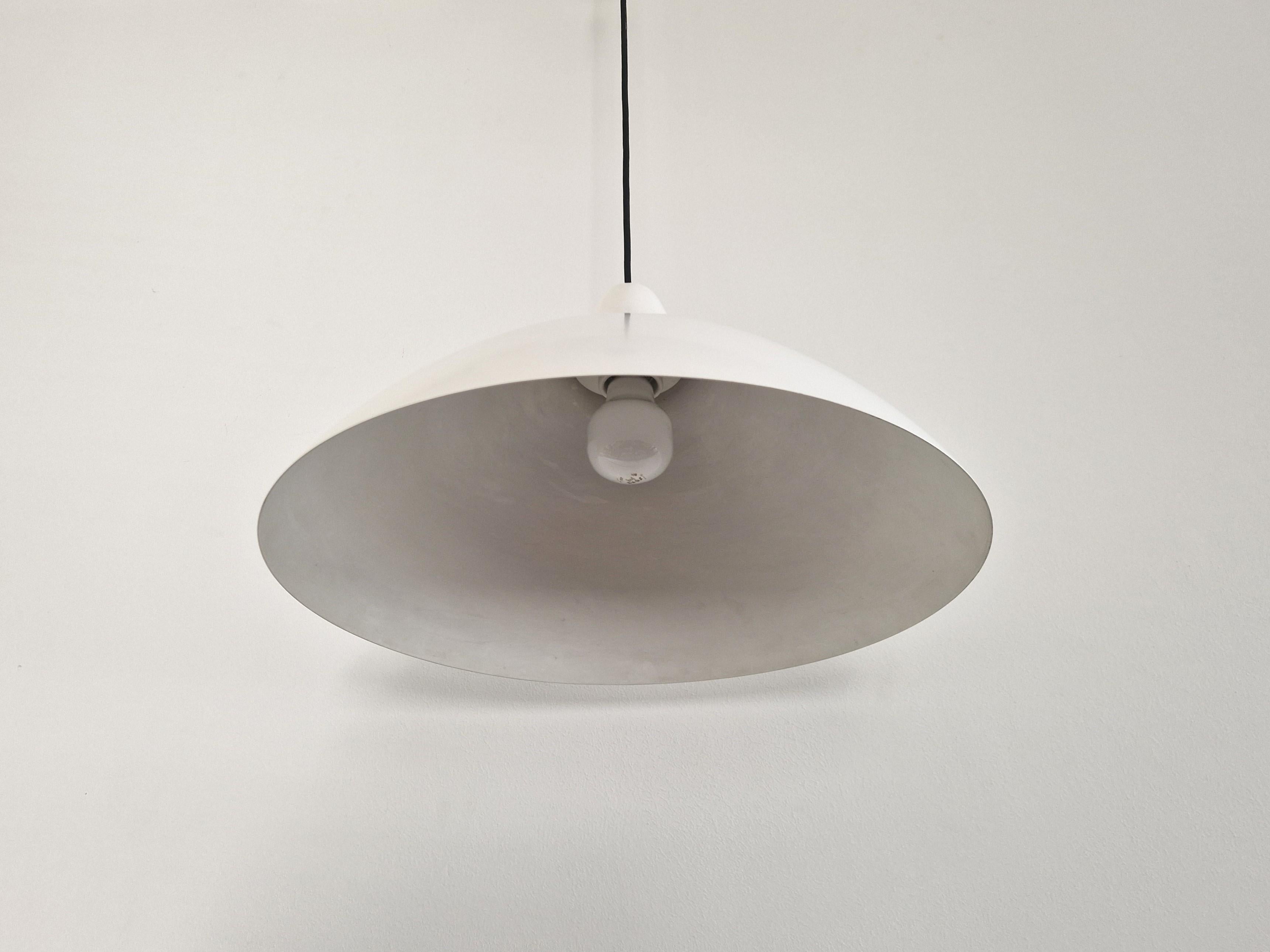 Mid-Century Modern White metal pendant lamp by Lisa Johansson-Pape for Stockmann-Orno, Finland For Sale