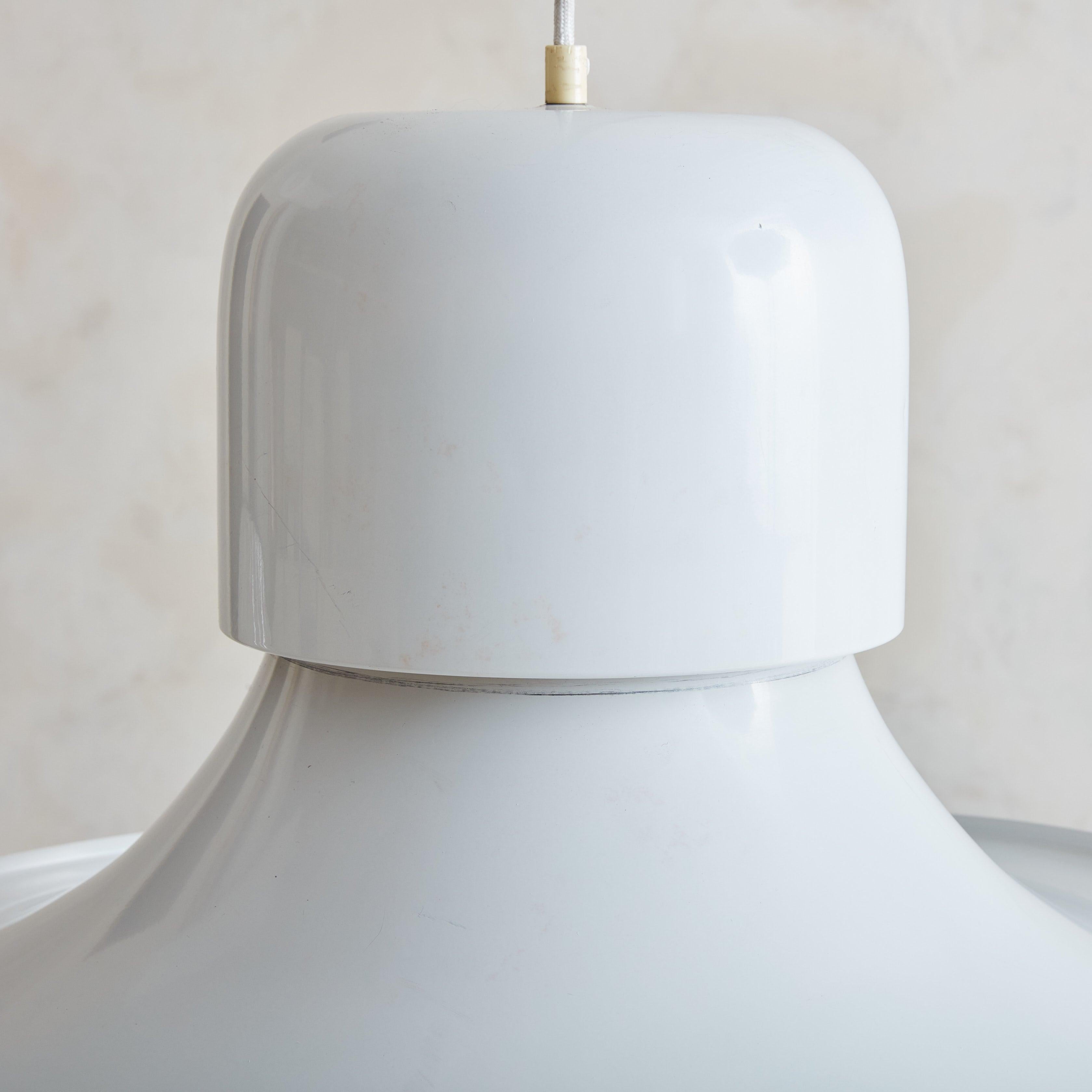 White Metal Pendant Light by Joe Colombo for Stilnovo, Italy 1950s For Sale 4