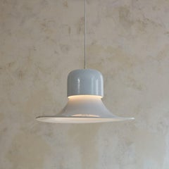 White Metal Pendant Light by Joe Colombo for Stilnovo, Italy 1950s