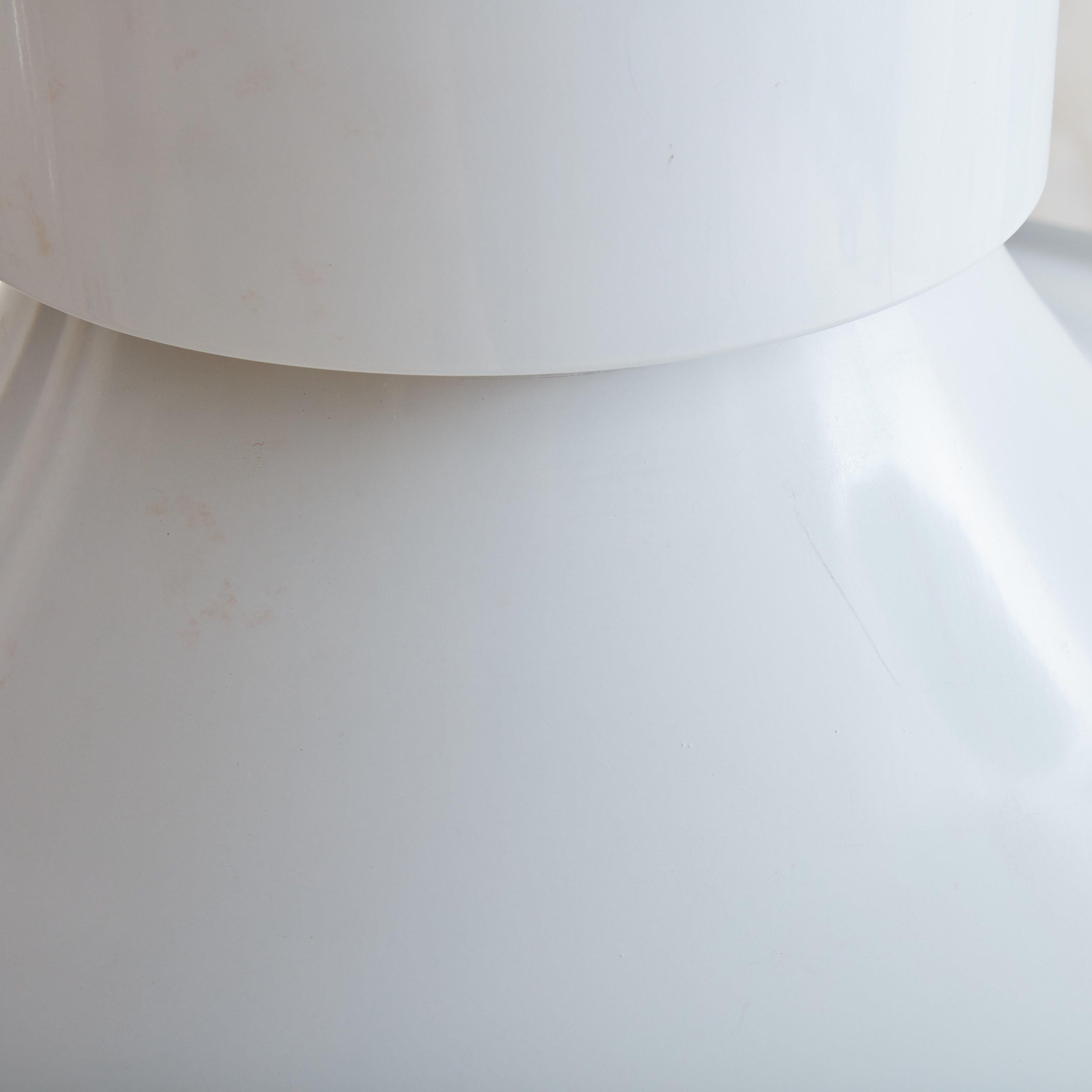 Mid-20th Century White Metal Pendant Light by Joe Colombo for Stilnovo, Italy 1950s For Sale