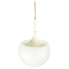 White Metal & Sandblasted Glass 1960s "Mushroom" Pendant Lamp by Martinelli Luce