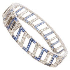 White Metal Sapphire and Diamond Bracelet