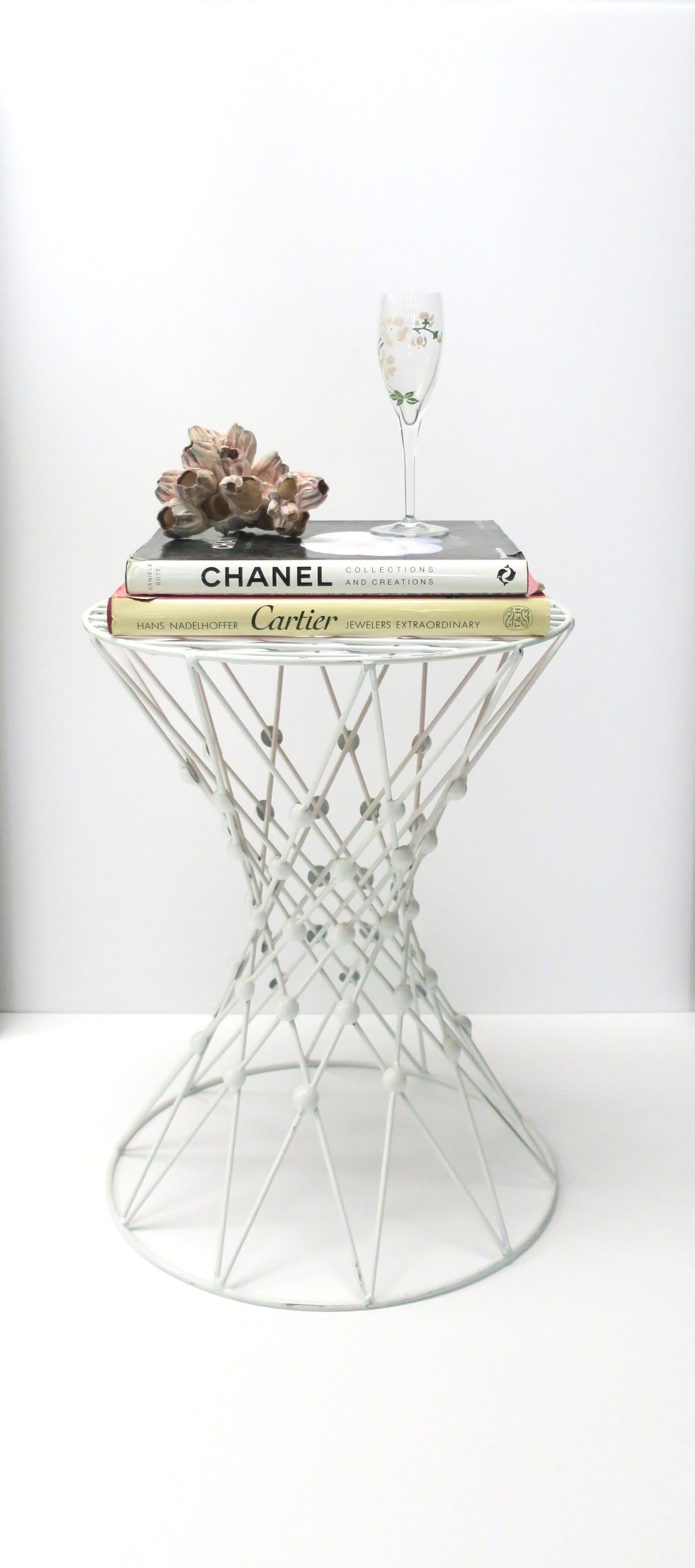 Contemporary White Metal Side Table with Hourglass Shape For Sale