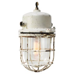 Luminaires suspendus en métal blanc, vintage, industriel, verre clair