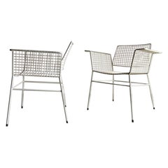Silla blanca de alambre metálico de Erlau Alemania, años 60
