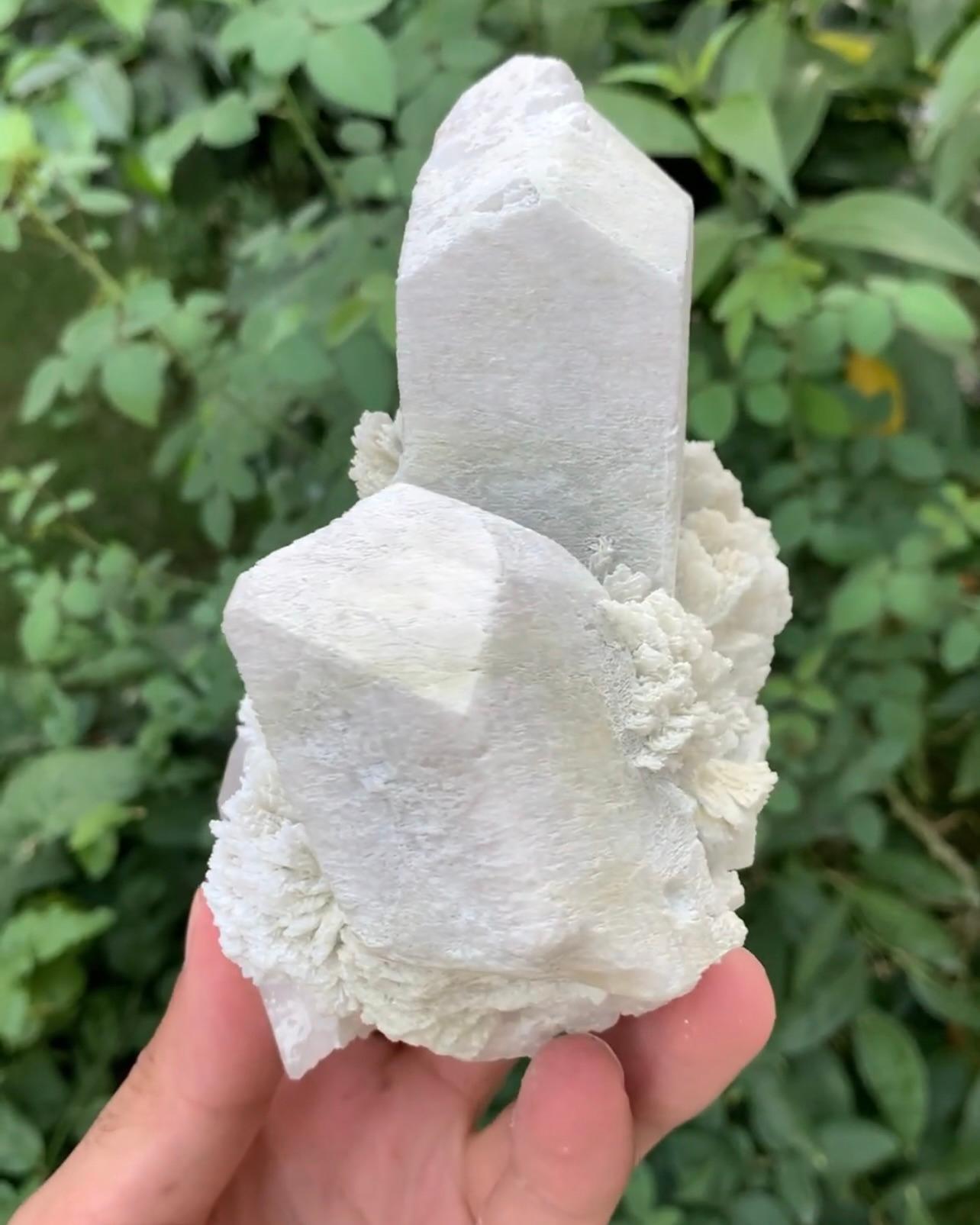 Crystal White Microcline Feldspar On Cleavelandite With Quartz From Pakistan For Sale