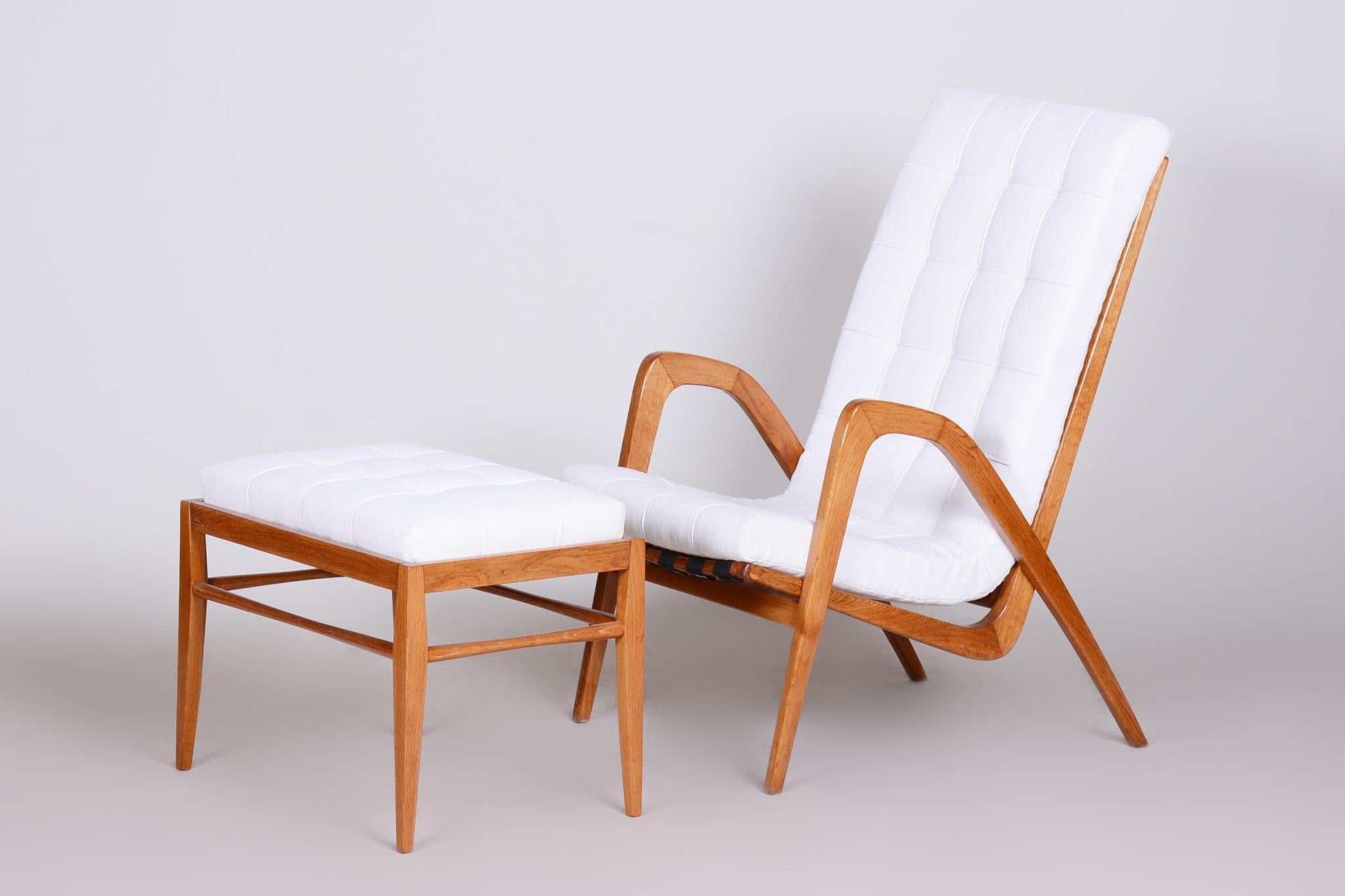 White Mid Century Armchairs Made in Czechia '50s, by Jan Vanek, Fully Restored For Sale 7