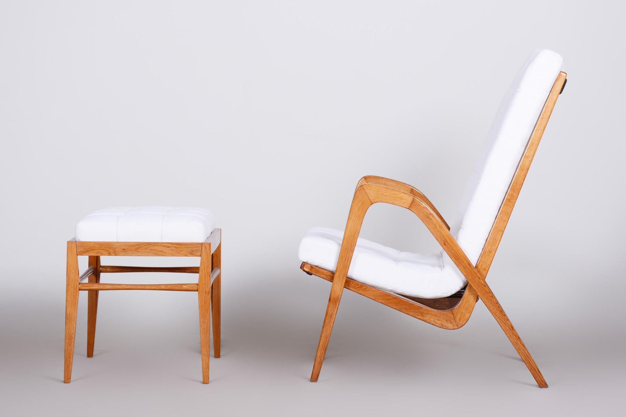 White Mid Century Armchairs Made in Czechia '50s, by Jan Vanek, Fully Restored For Sale 8