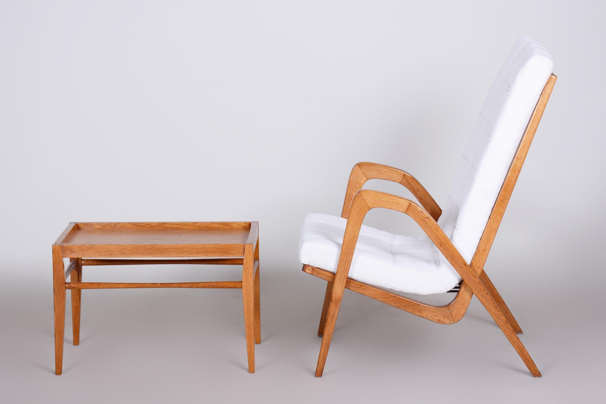 White Mid Century Armchairs Made in Czechia '50s, by Jan Vanek, Fully Restored For Sale 9