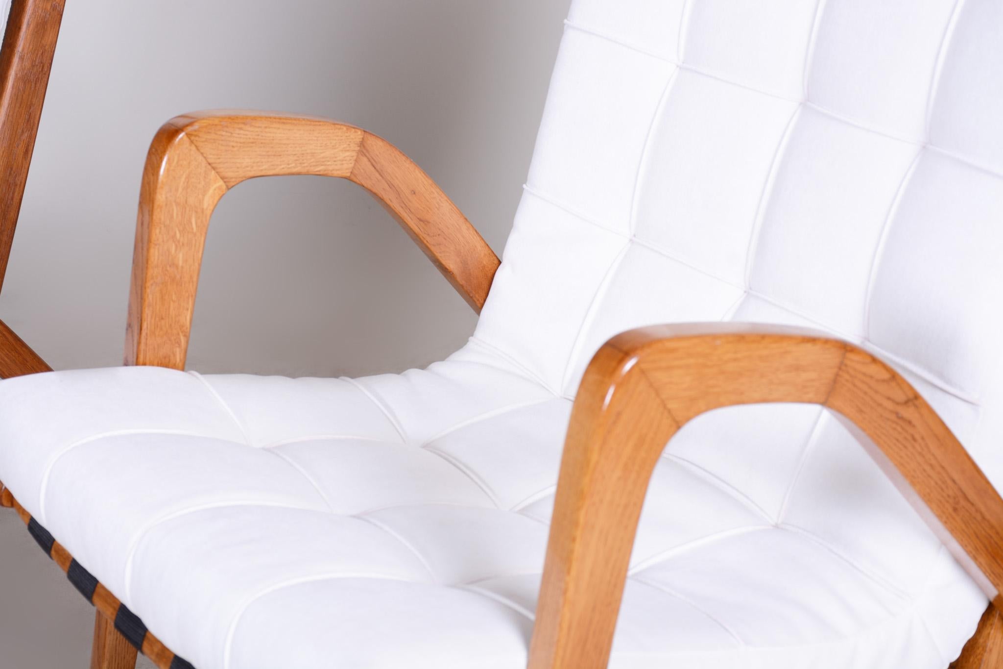 White Mid Century Armchairs Made in Czechia '50s, by Jan Vanek, Fully Restored For Sale 12