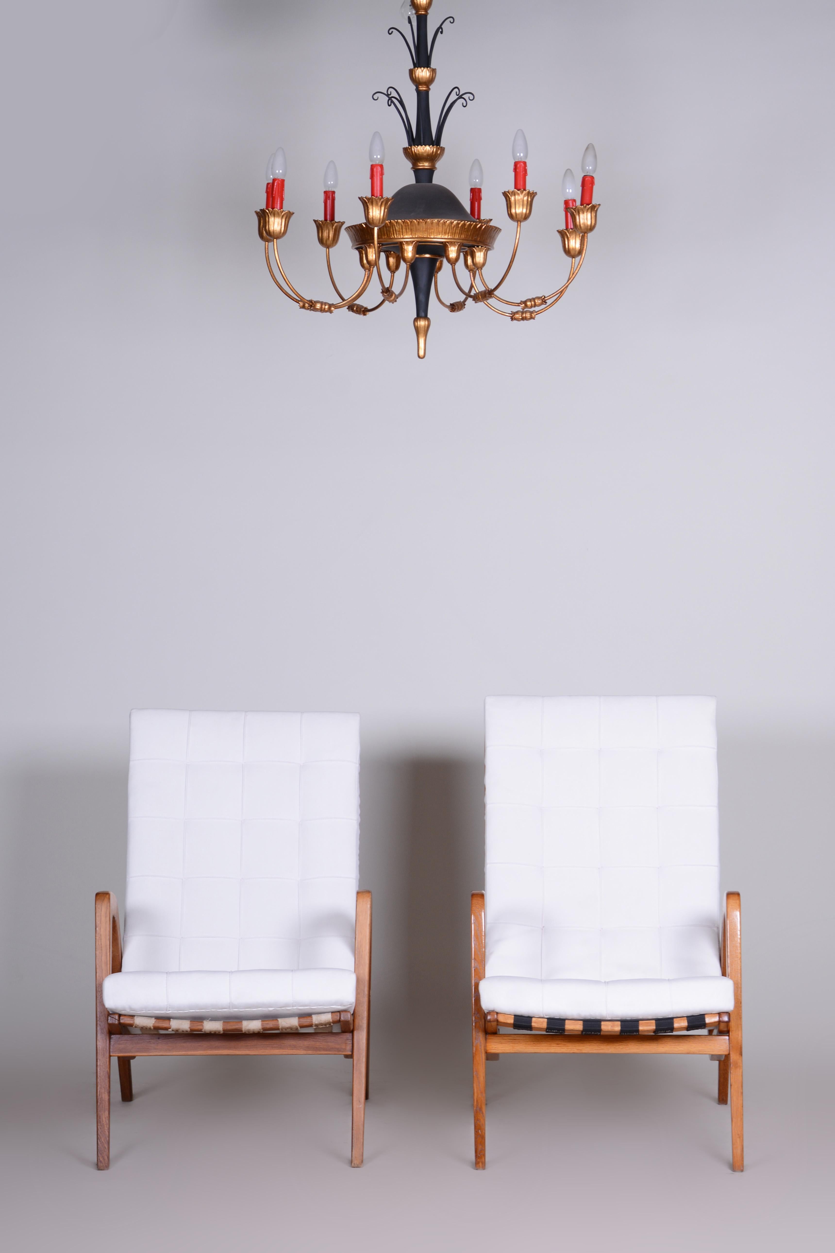 White Mid Century Armchairs Made in Czechia '50s, by Jan Vanek, Fully Restored For Sale 3